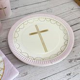 pink-cross-paper-plates-x-8-christening-baptism-confirmation|9915965-66|Luck and Luck| 1
